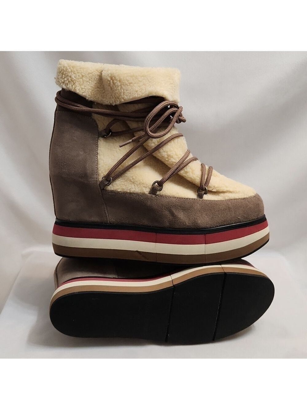Paloma Barceló Kiran Suede Platform Genuine Shearling Lining Booties (W Size 40) - Picture 6 of 15
